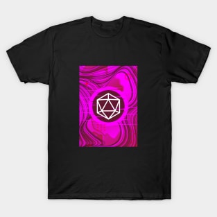 Pink Glitch Polyhedral D20 Dice Tabletop RPG T-Shirt